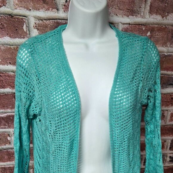 Maurices Green Open Stitch Duster Cardigan – Women’s Medium Lightweight Sweater - Picture 2 of 6